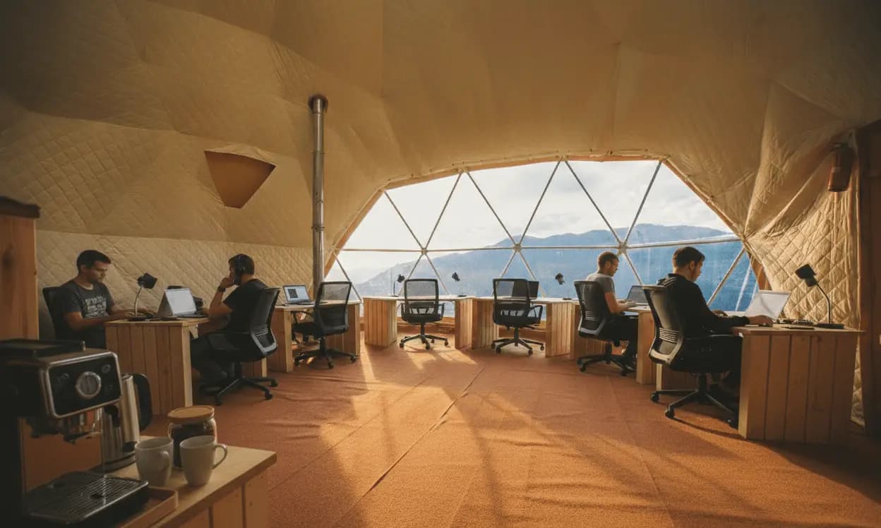 The heated workspace dome where teams build during Hackathon Week